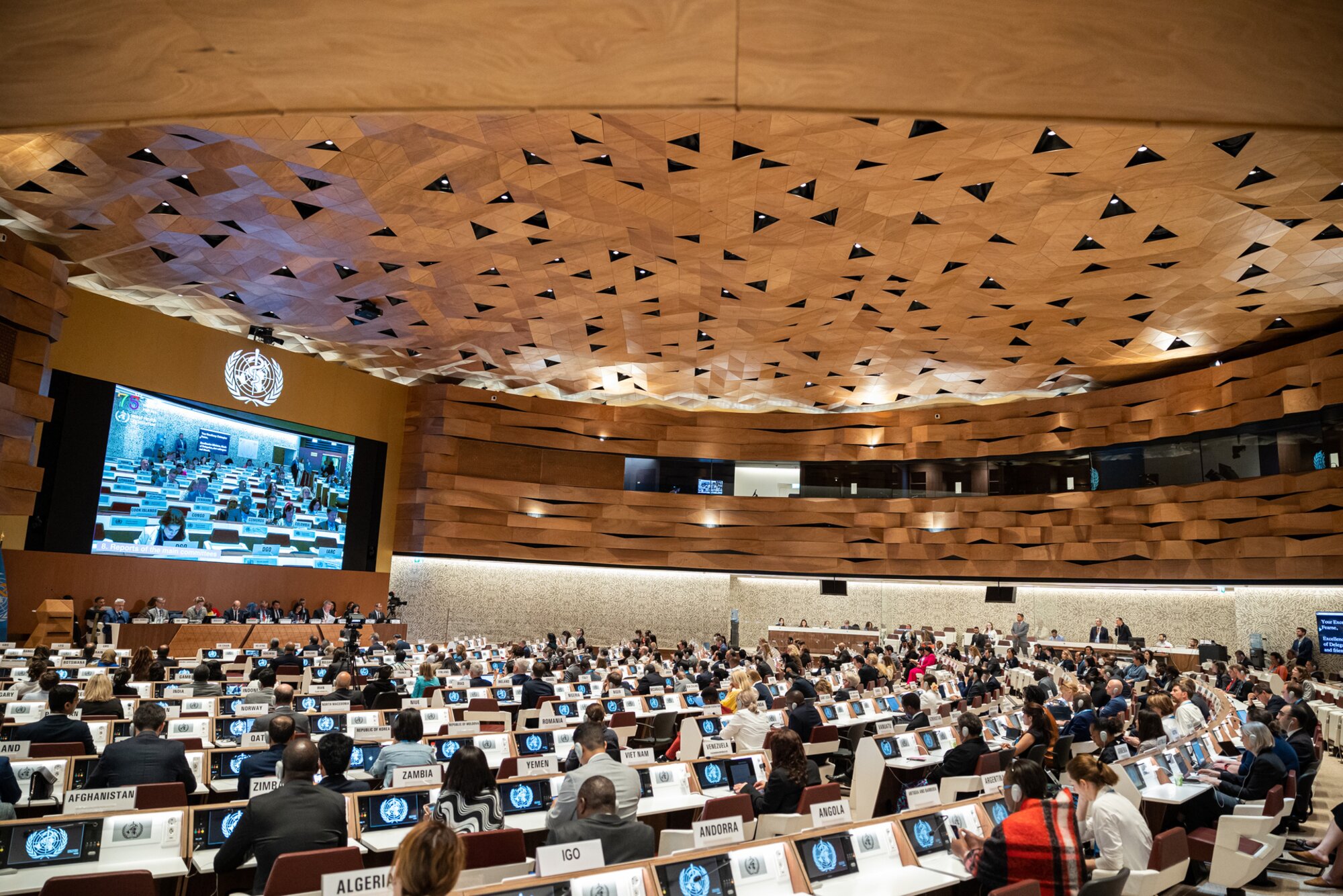 Photo de la cérémonie de clôture de la 76e assemblée mondiale de la santé
